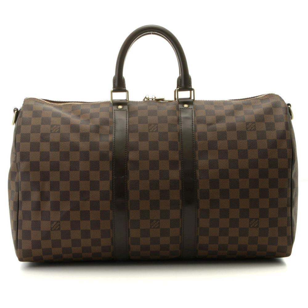 Louis Vuitton Keepall Bandouliere Damier Canvas Travel Bag Ebene Brown